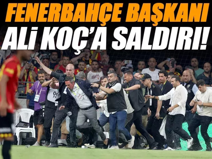 Fenerbahçe Başkanı Ali Koç'a İzmir'de saldırı! Yere düştü, taraftar sahaya girdi